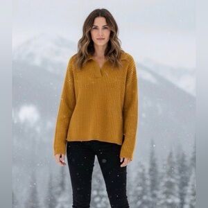 Golden Knit Ribbed Sweater